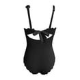 thumbnail image 4 of Womens One Piece Swimsuits Ribbed Scalloped Ruffle Spaghetti Strap Swim Suit Backless Tummy Control Wraps Bathing Suits Black M, 4 of 5