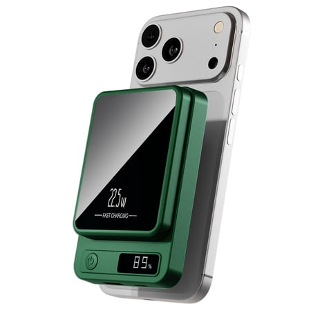 Magnetic Power Bank,10000mAh Wireless Portable Charger with 22.5W Fast Charging USB C in&Out Battery Pack Compatible for iPhone 17/16/15/14/13/12,Samsung,Android Phone Charger,Green