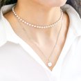 thumbnail image 1 of HEVIRGO Collier Chaîne Ras du Cou Double Couche Faux Perle Bijou Cadeau, Doré, 1 of 9