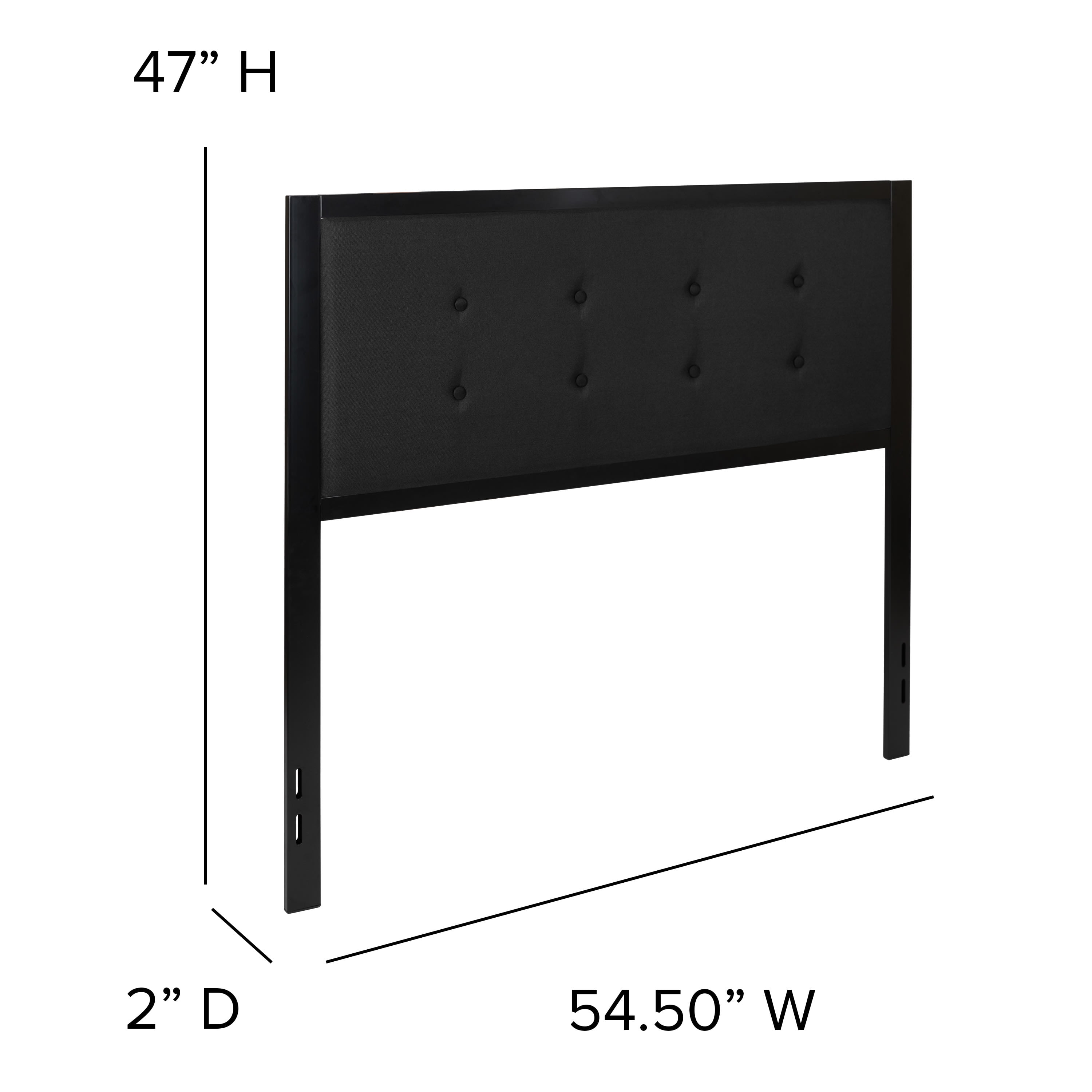Emma + Oliver Full Size Upholstered Metal Panel Headboard in Tufted Black Fabric