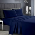 thumbnail image 3 of Infinitee Xclusives Queen Sheet Set of 4, 16-inch Deep Pocket - Microfiber Queen Bed Sheets, Navy blue, 3 of 17
