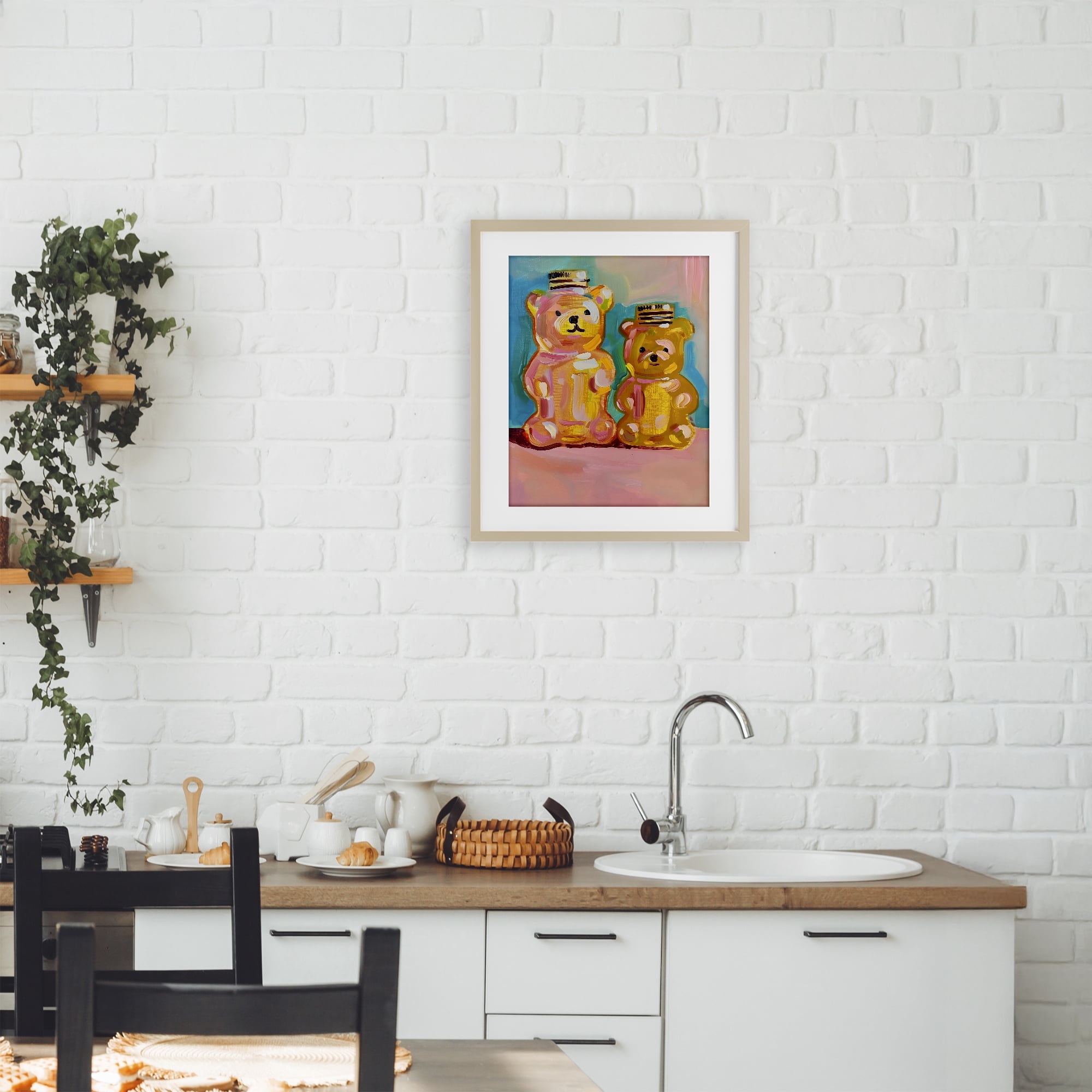 Stupell Industries Joyful Honey Bears Duo Birch Framed Print Under Glass, design by The Prints Vibe