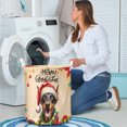 thumbnail image 4 of Merry Christmas Santa Doberman Pinscher Scarf Twinkling Lights Xmas Holiday Foldable Laundry Basket Doberman Dog Lover Gifts Organizer Storage with Handles - 00022, 4 of 5