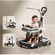 HENG Co. 5-in-1 Foldable Baby Walker with Foot Pads & Handles for Boys and Girls 6-24 Months, Black