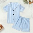 thumbnail image 2 of Toddler Satin Pajamas For Girls Boys Striped Girls Summer Pajamas Shorts Set Silk Pajamas Outfits Silk Pajamas For Girls 2T, 2 of 5