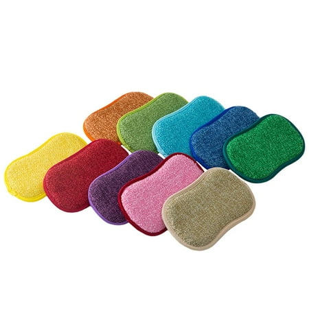 

5Pcs Non-Scratch Cleaning Sponge Rust Removing Cleaning Cloth Scourer Pan Brush for Non Stick Pot Washing Dishes - Bamboo Fiber