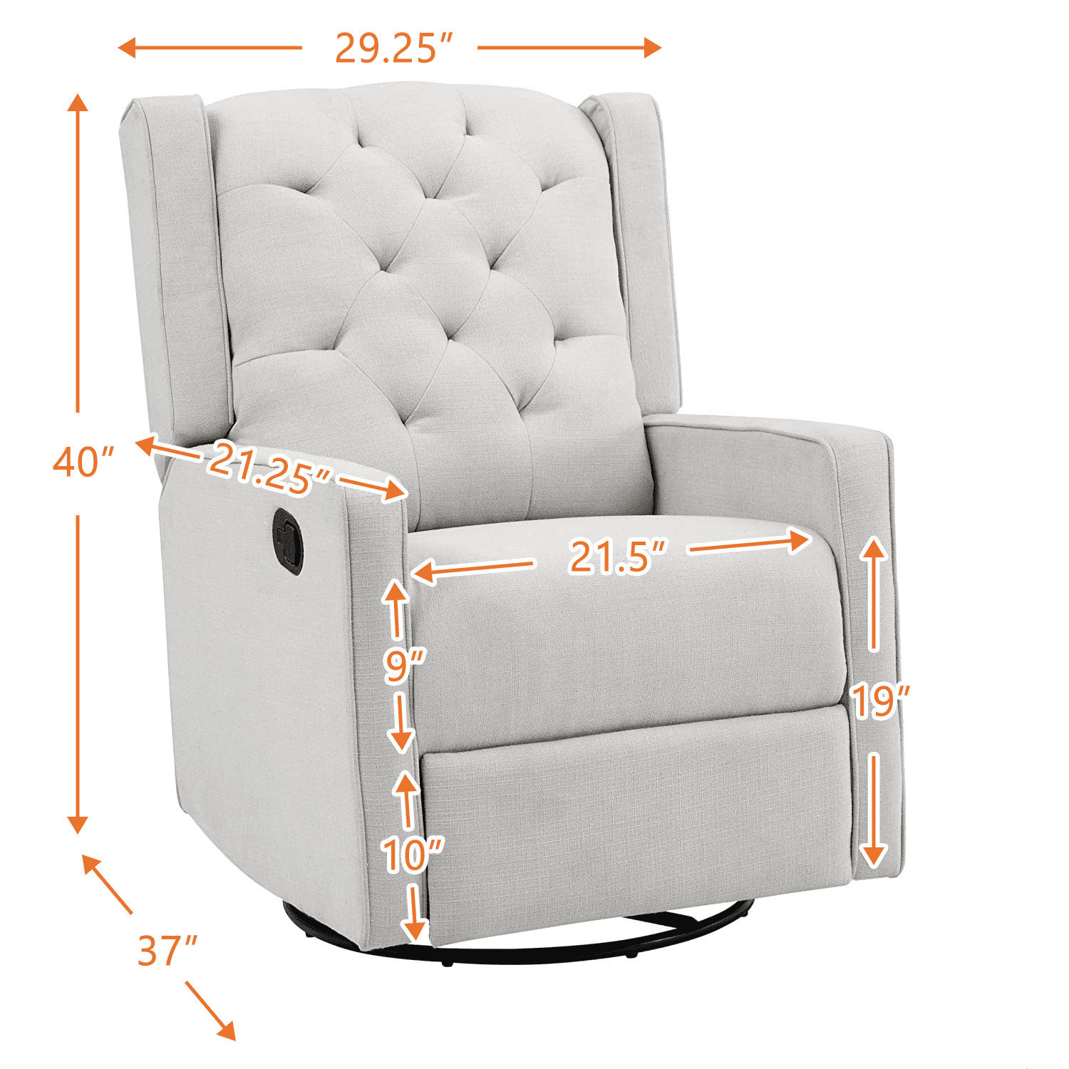 AFG Ava Manual Swivel Glider Recliner, Gray