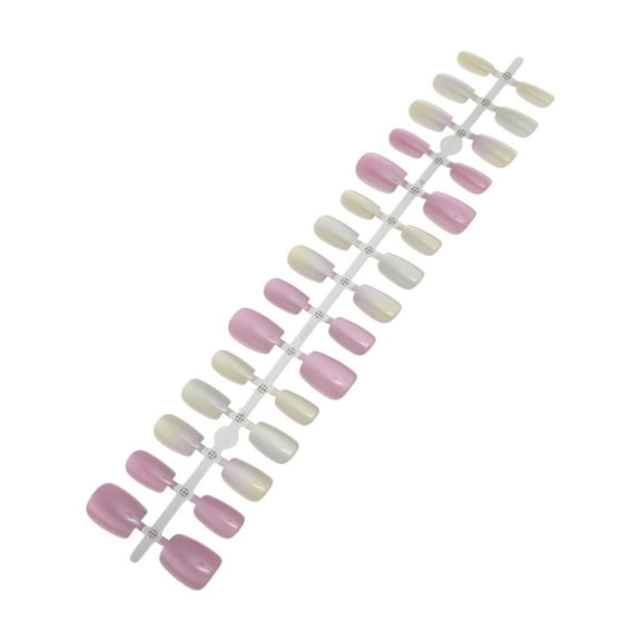 Unique Bargains 1 Pc Women's Full Coverage Fake Nails Plating XS Yellow Purple