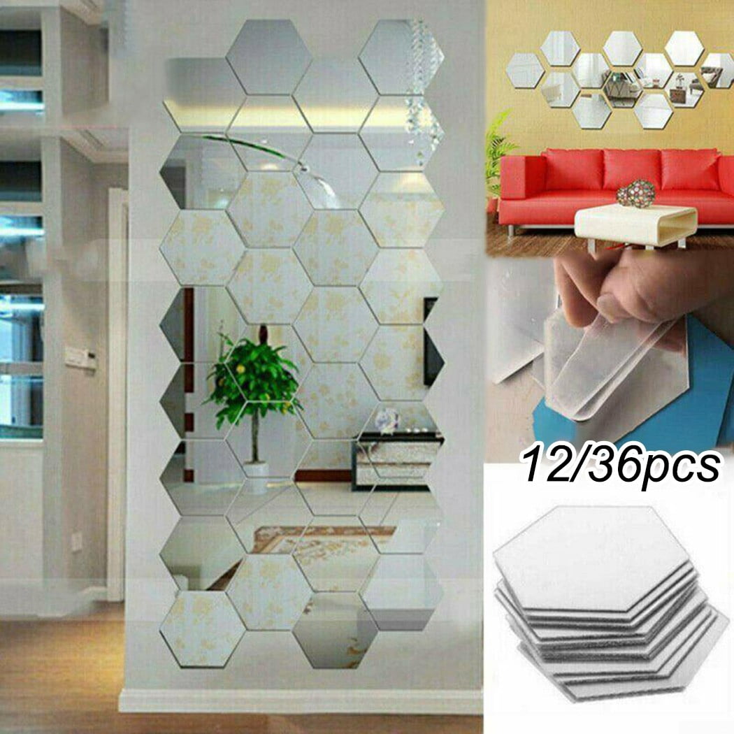 Details about   12Pcs 3D Mirror Tiles Mosaic Wall Stickers Self Adhesive Bedroom Art Decal Home 