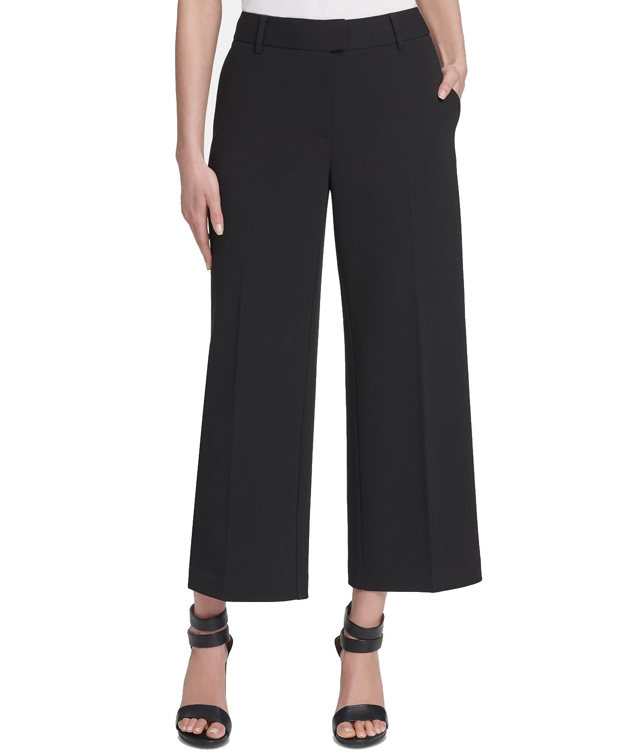 DKNY - Women's 12X26 Wide Leg Cropped Mid Rise Dress Pants 12 - Walmart ...