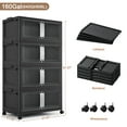 thumbnail image 4 of Broview V70 Stackable Storage Bins Extra Large 160 Gallon (640 Quart), Plastic Box, Stackable & Foldable, Clear Doors, Magnetic Closure, 360° Wheels, Black 4pack, 4 of 8