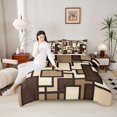 thumbnail image 4 of Feelyou Vintage Square Adult Twin Comforter Sets, Brown Abstract Ombre Bedding Set, 2pcs, 4 of 8