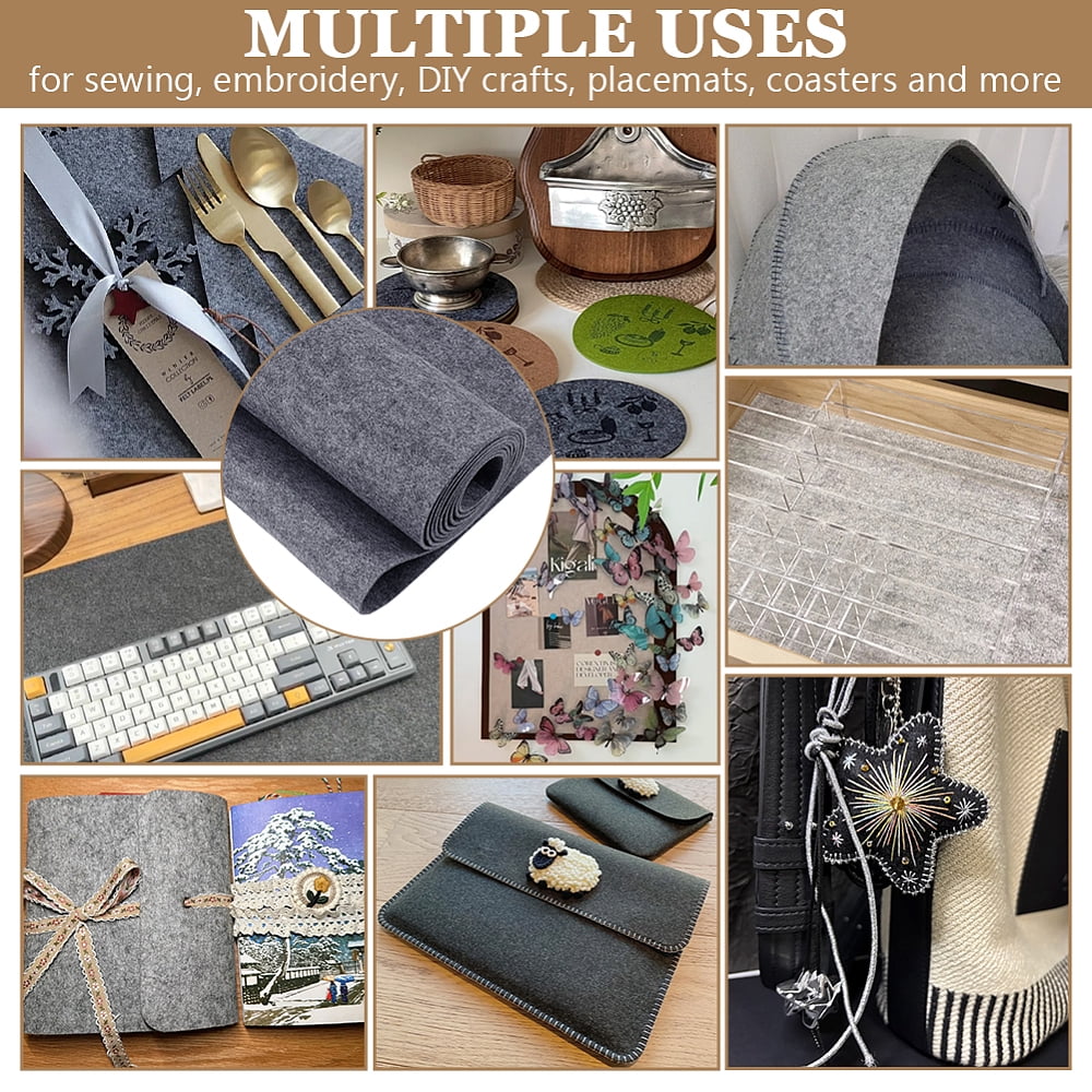 Felt Non-woven Fabric DIY Craft Gray 3500x400x3mm