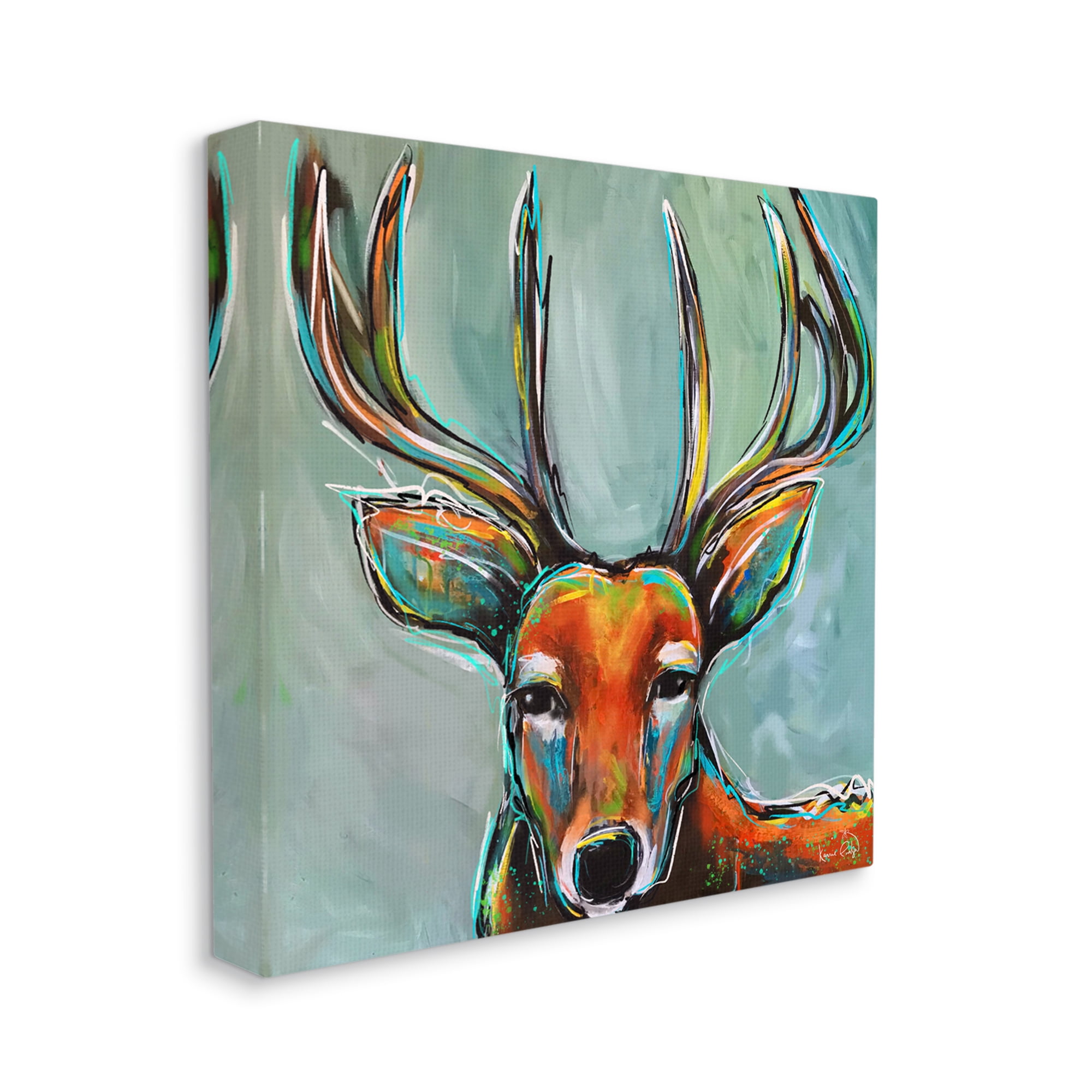 Stupell Modern Urban Deer Painting Animals & Insects Painting Gallery Wrapped Canvas Print Wall Art