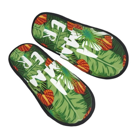 

Bingfone Palm Leaves And Tropical Flowers House Slippers for Women Men with Soft Rubber Sole Slip On for Indoor/Outdoor-Medium