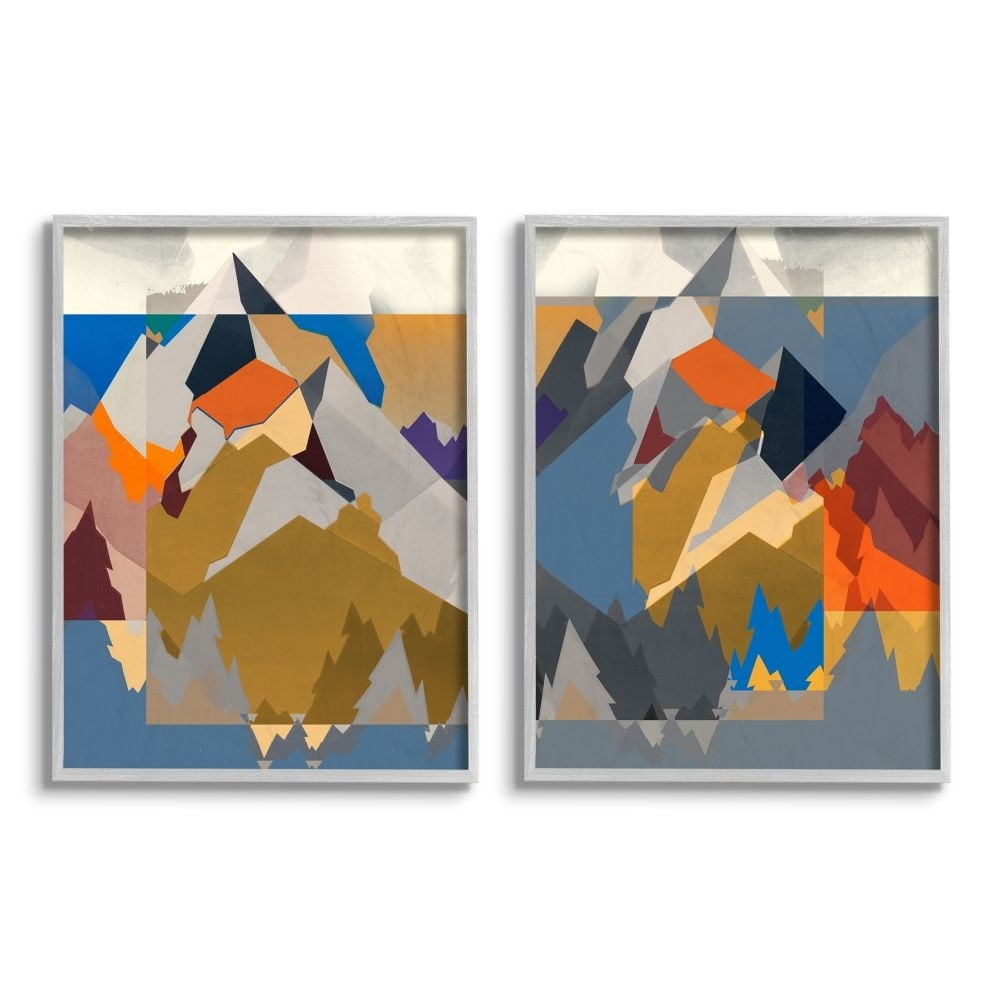 Stupell Industries Geometric Mountain Shape Abstract Designs Framed Wall Art by Jennifer Goldberger