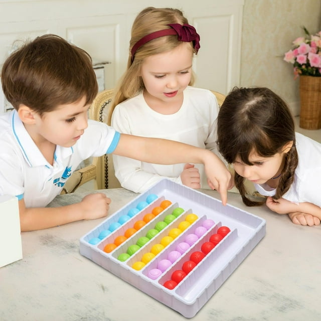EGNMCR Jeu de Tri de Balles Colorées Jouet Éducatif de Tri de Balles Jeu de Retour de Balles Colorées Casse-Tête Sensoriel Jeu de Société pour Enfants Balles Colorées