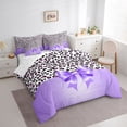 thumbnail image 3 of Homewish Leopard Print 7-Piece Bedding Comforter Set For Teens Boys Girls,Kawaii Bow King Bedding Sets,Black Purple Ultra Soft Bed Sheets,Super Cozy Room Decor,Reversible, 3 of 8