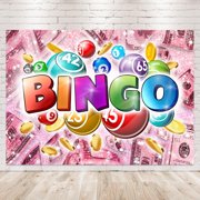 Bingo Night Backdrop Photography Snooker Game Time Colorful Billiard Dollar Coins Contest Winning Ball for Man Gamer Background Modern Party Decorations Banner Photo Booth Props Supplies