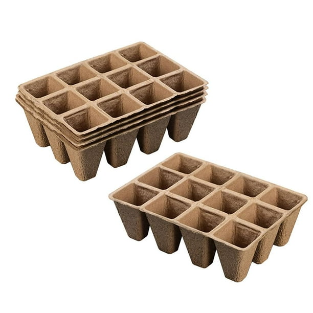 Bandeja De Plántulas De Pulpa De 5 Uds., Maceta De Jardín De 12 Agujeros, Taza De Pulpa De Papel Biodegradable Para Planta De Vivero, Bandeja, Cuenco Vogacara HA034571-00