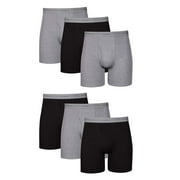 Hanes Men's Value Pack Black/Grey Boxer Briefs, 6 Pack