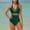 Green, variant on PRINxy Women Solid Double Mesh Deep V Mid Waist Mesh Panel One Piece Swimsuit, Spaghetti Strap Ruched Tummy Control Padded Bikini Bathing Suit Army Green L