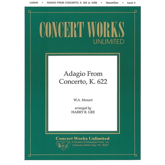 Hal Leonard Adagio from Concerto, K. 622 Clarinet/Piano Clarinet Arranged by Harry Gee