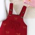 thumbnail image 4 of Splozh Baby Clothes for Girls Fashion Baby Girl Outfit Fall Bow Tie Strap Dress with Long Sleeve Bodysuit 3 Pieces Outfits,Wine,1-3 Months, 4 of 7