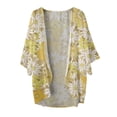 thumbnail image 4 of HCYSFG Womens Tropical Floral Kimono Cardigan Open Front Elbow Sleeve Lightweight Sheer Loose Fit Beach Cover Up Summer Layering Tops, 4 of 4