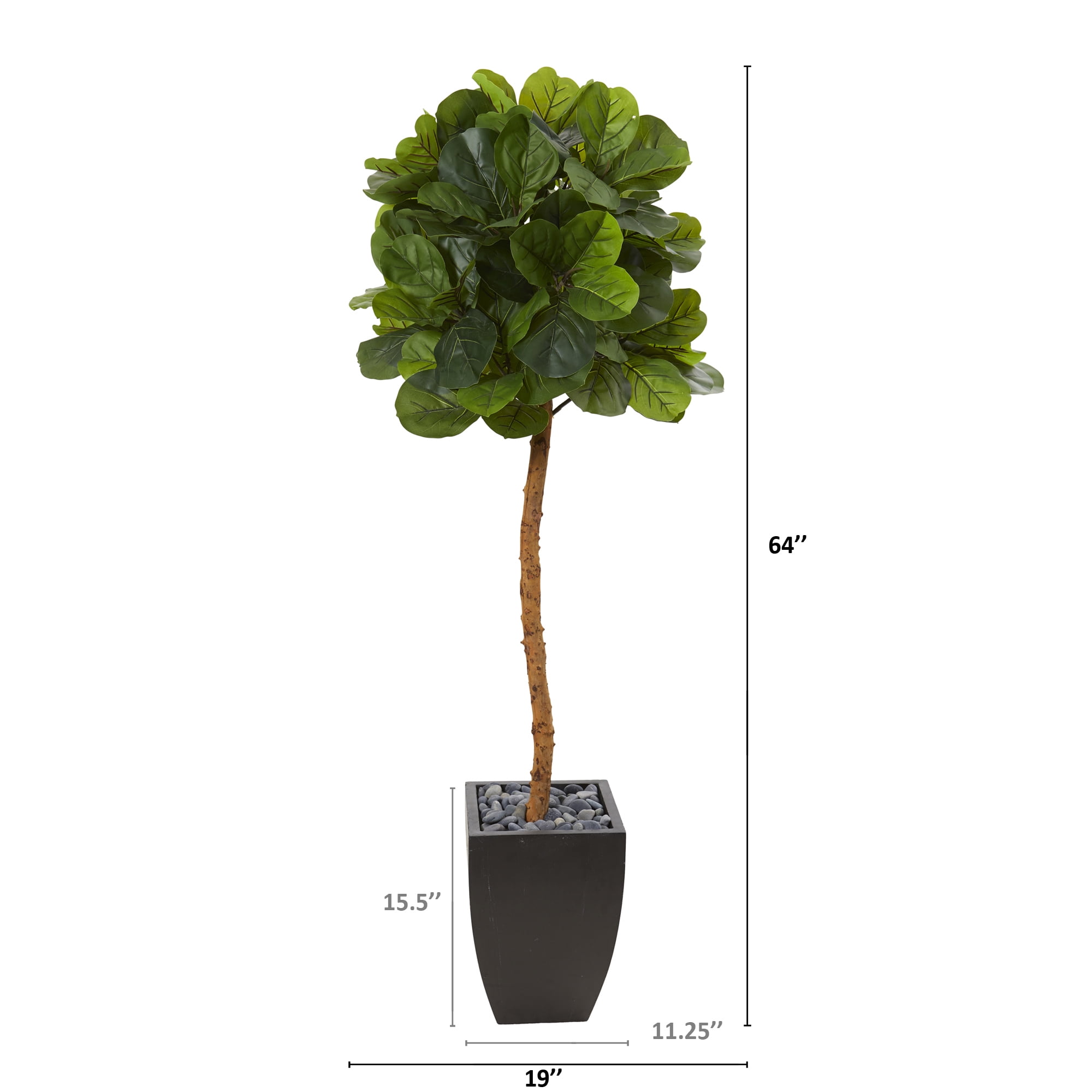 Nearly Natural 64in. Fiddle Leaf Artificial Tree in Black Planter (Real Touch)
