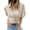 Beige, variant on Summer Short Sleeve Women Solid Button Down Casual Puff Blouse Tops