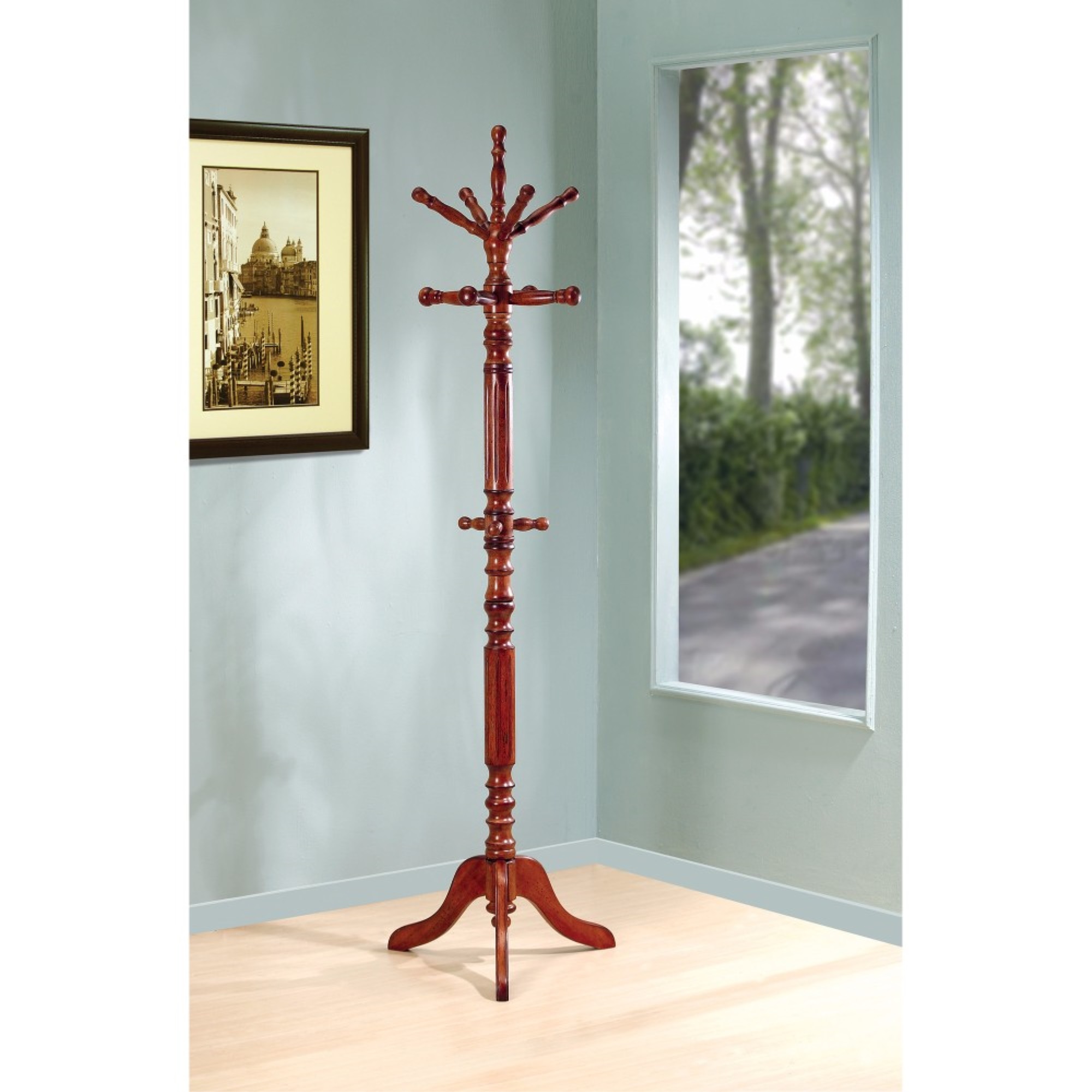 Traditional Wooden Coat Rack With Spining Top, Brown - Walmart.com