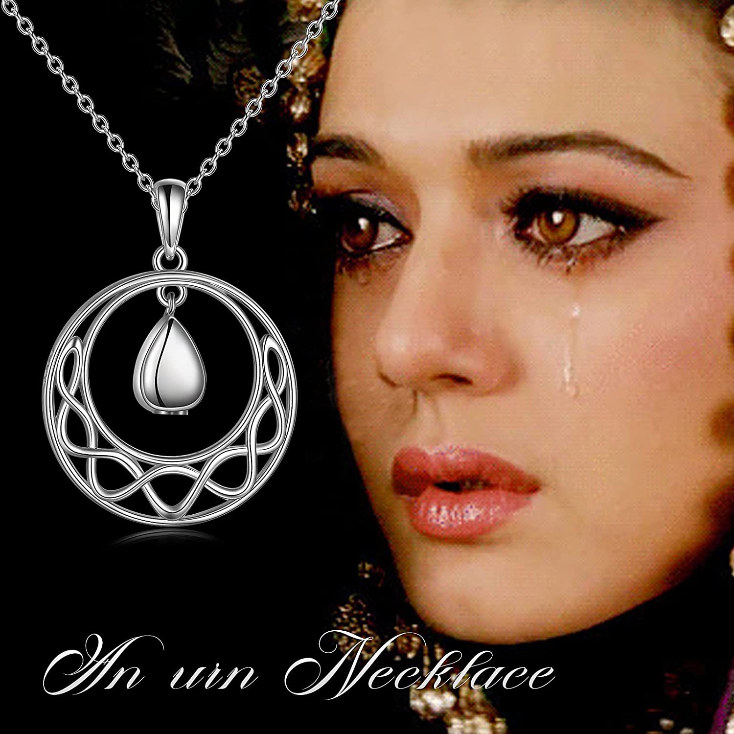 Celtic Crescent Moon Urn Necklace for 