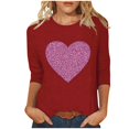 thumbnail image 2 of HaoXianJian Valentine's Day Shirt for Women Glitter Love Heart Printed T-Shirt Top 3/4 Sleeve Tee Crew Neck Casual Blouse Tops Size S-2X, 2 of 4