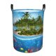 thumbnail image 1 of Balery Island And Coral Reef Cesta de ropa redonda con asas, impermeable, independiente, para ropa, juguetes, dormitorio y familia-Small, 1 of 6