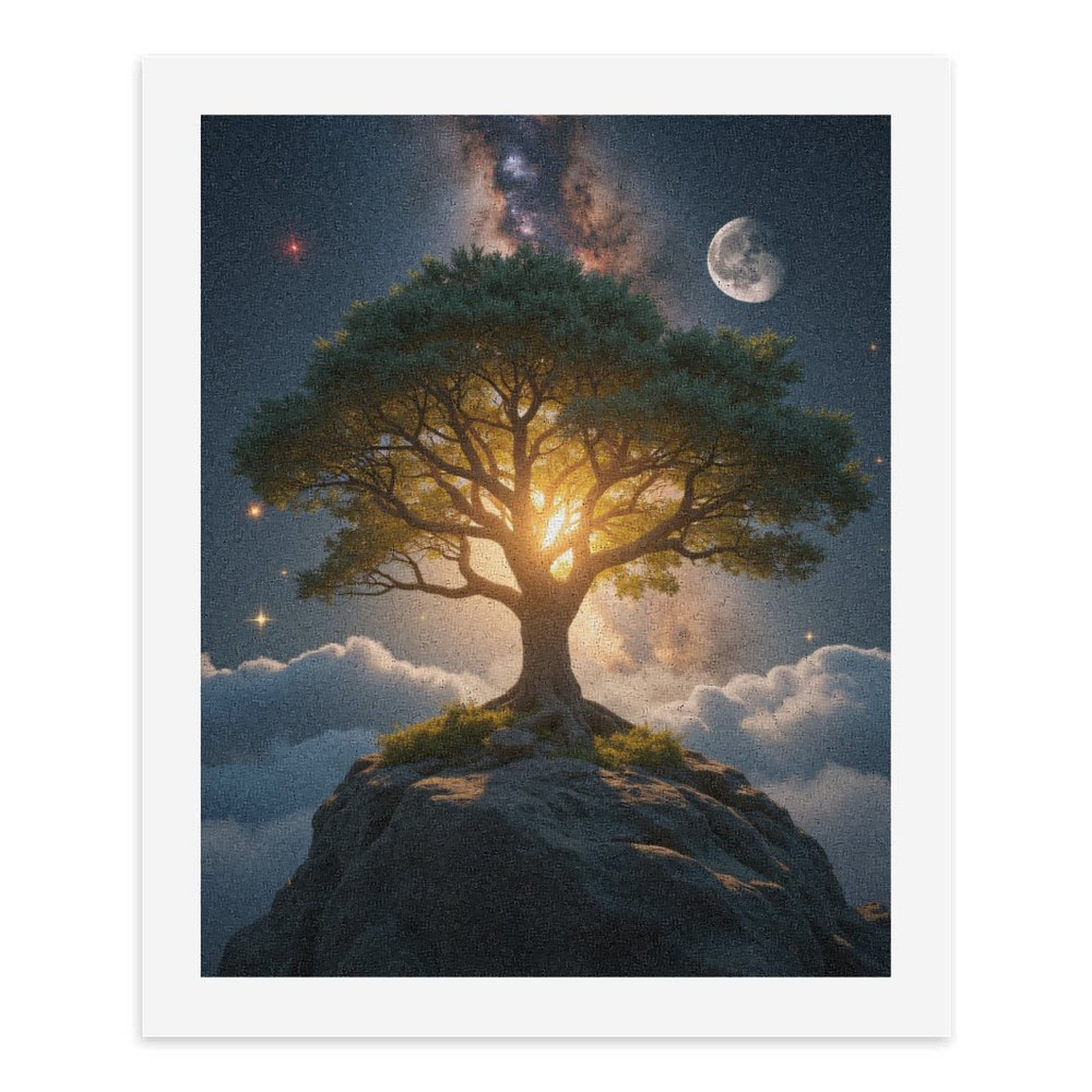 Paint by Numbers Kit for Adults, Tree Moon Stars Rock Night Sky Paint by Numbers, Easy Paint by Numbers Kit for Adults Beginner, DIY Adult Paint by Number Kits on Canvas, 12x16in Home Decor
