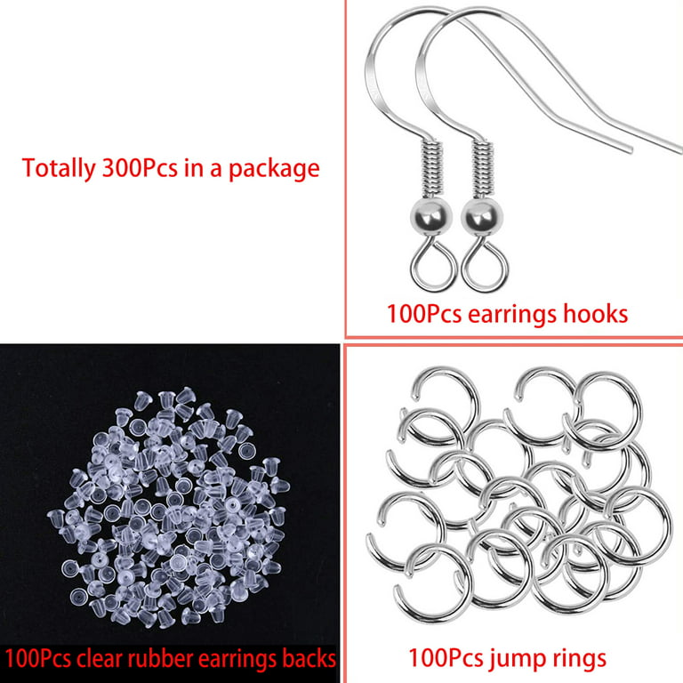 100 Pcs Silver Gold Fishhook Earring Hooks Hypoallergenic Ear Wires Fish  Hooks for Jewelry Making Findings DIY Earring 
