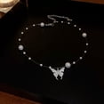 thumbnail image 3 of K-KED Pearl Butterfly Pendant Necklace Women Metal Butterfly Twist Collarbone Chain-_, 3 of 6