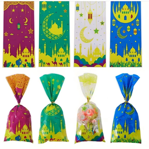 LAMIRO Ramadan Goodie Bags,100 Pcs,4 Designs,Eid Favor Party Supplies