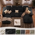 thumbnail image 4 of Garaneeds 113" Oversized U Shaped Sectional Sofa for Living Room, Modular Boneless Cloud Couch with Chaise, Corduroy Deep Seat Sofa, High Back Support, No Assembly Required, Black, 4 of 12