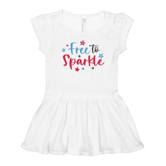 Inktastic 4th of July Free to Sparkle in Red White and Blue Girls Toddler Dress