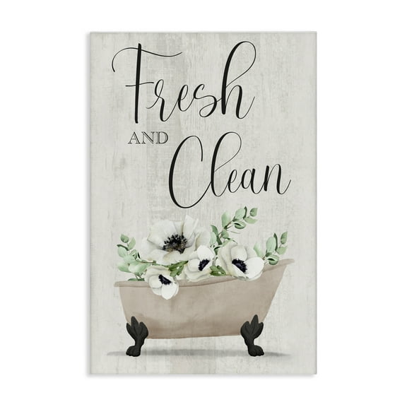 Stupell Industries Fresh & Clean Poppy Tub Bath & Laundry Painting Wrapped Canvas Art Print Wall Art, 16 x 24