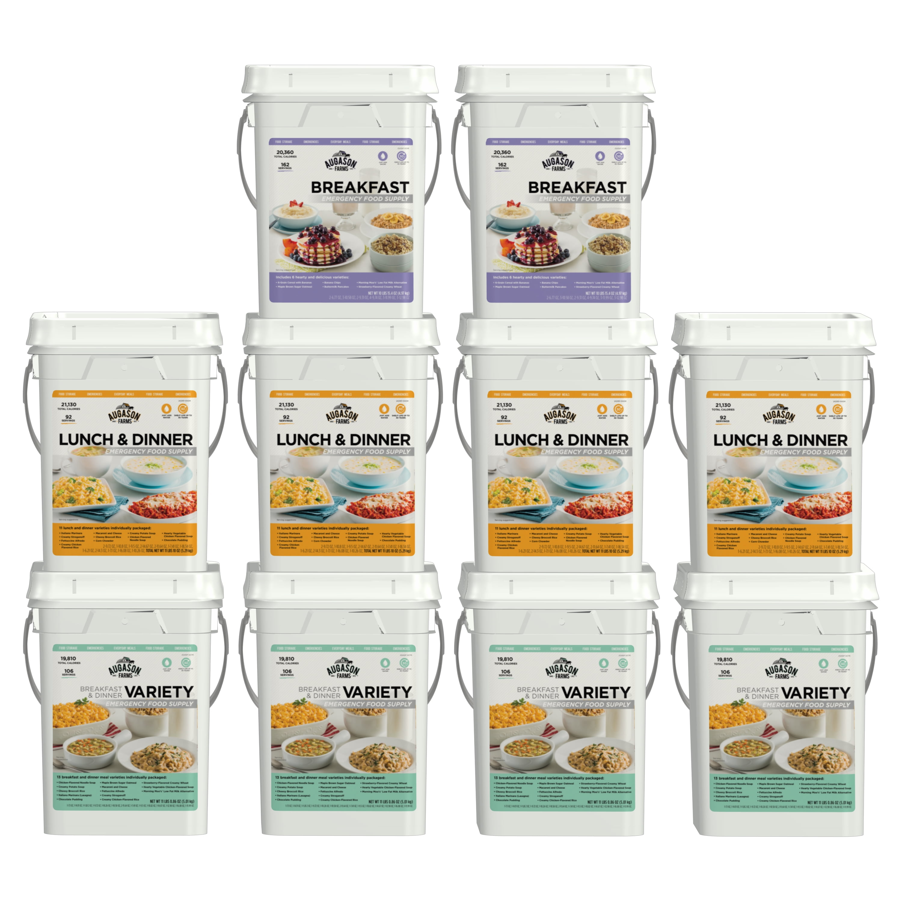 Augason Farms Deluxe Emergency Food Great Taste 10 Pail Kit 4 Month 1