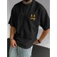 thumbnail image 1 of Camiseta de verano y primavera con estampado de cara sonriente para hombre, informal, de manga corta, estilo moderno, deportiva y novedosa para el tiempo libre., 1 of 6