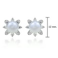 thumbnail image 4 of Sparkling Sunburst Cubic Zirconia and Gray Pearls Sterling Silver Stud Earrings, 4 of 5
