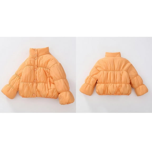 Toddler Winter Coats,Toddler Puffer Coat with Pocket Button Down Orange Coat Windproof Warm Toddler Jacket Boys Jackets Size 12-18 Months
