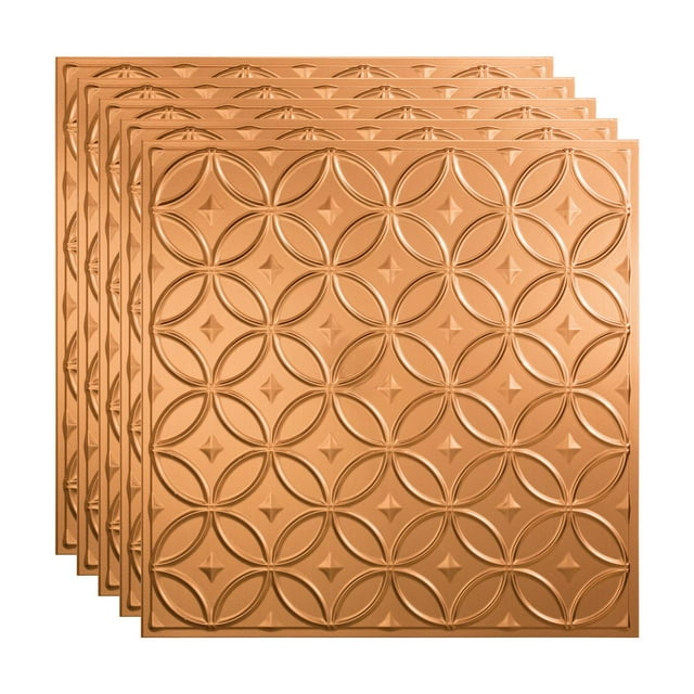 FASÄDE Rings Decorative Vinyl 2ft x 2ft Lay in Ceiling Panel in Polished Copper (5 Pack)