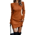 thumbnail image 1 of Innerwin Robe Chandail Col Rond Dames Chandail d'Hiver Manches Longues Mini Robes Élégantes Orange G, 1 of 2