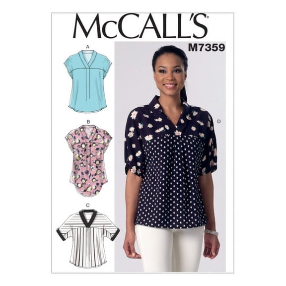 McCalls Sewing Pattern 7359 - Tops for Women - Y (XSM-SML-MED) - Easy