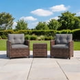 thumbnail image 3 of CazToi 3 Piece Patio Furniture Set Outdoor Wicker Bistro Set All Weather PE Rattan Balcony Conversation Chairs with Cushions, 3 of 9